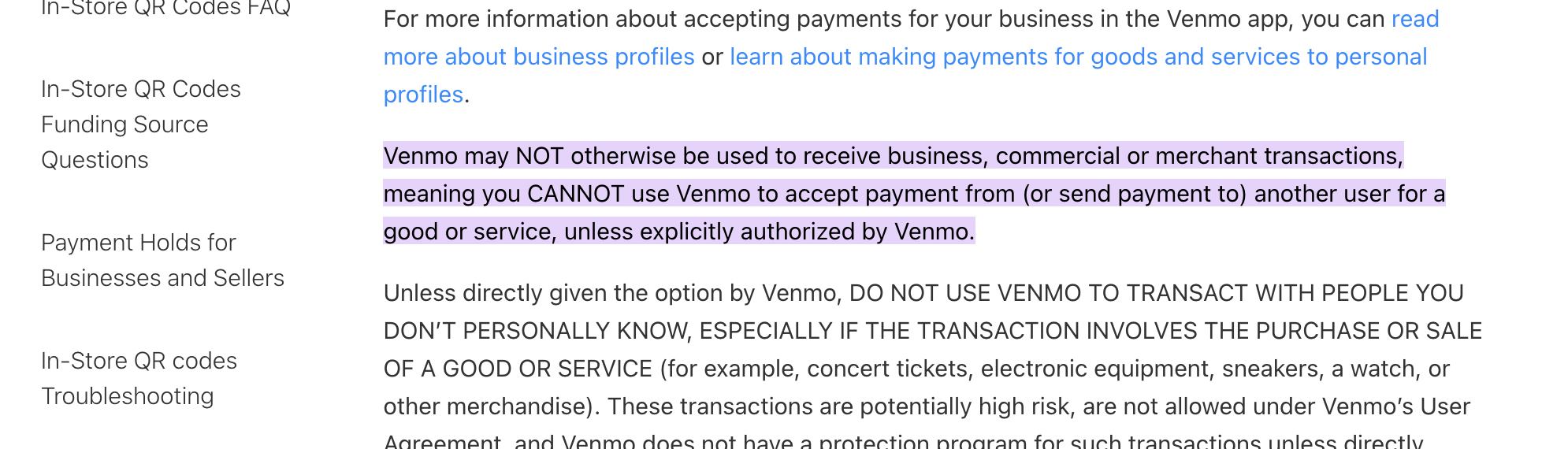 P2P Payment Apps May Not Allow Business Transactions
