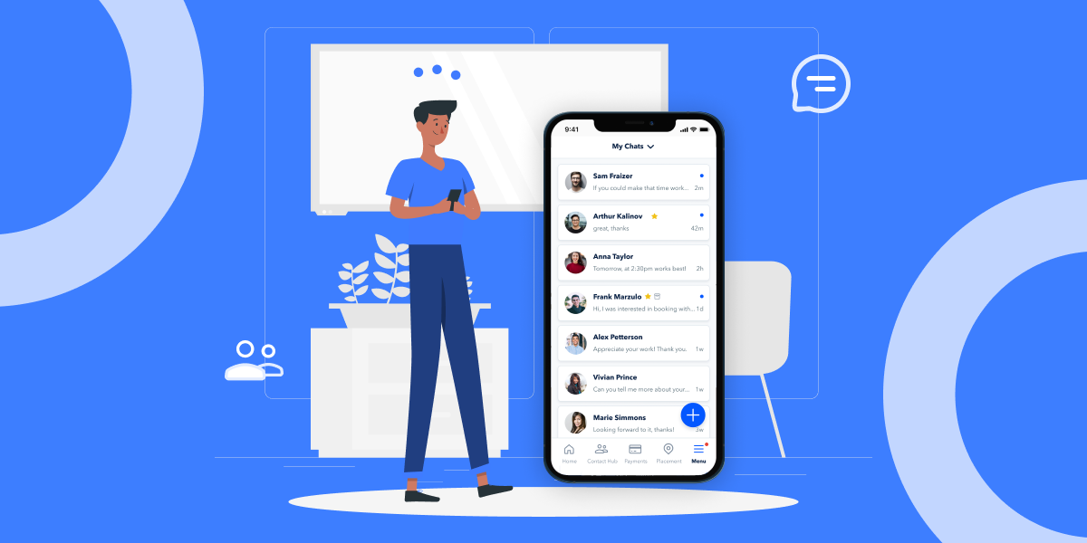 Illustration of a person holding a smartphone browsing GoSite App featured_image